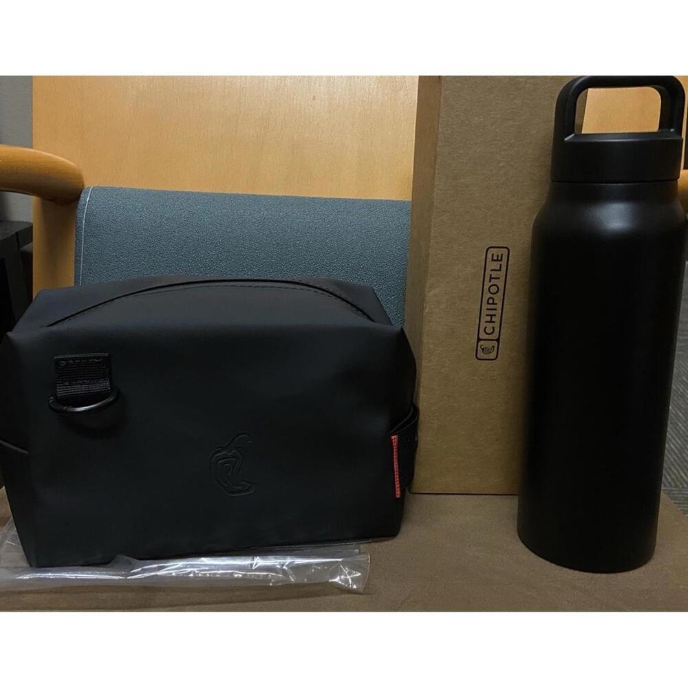Chipotle 2025 Christmas Water Bottle And Small Travel Bag